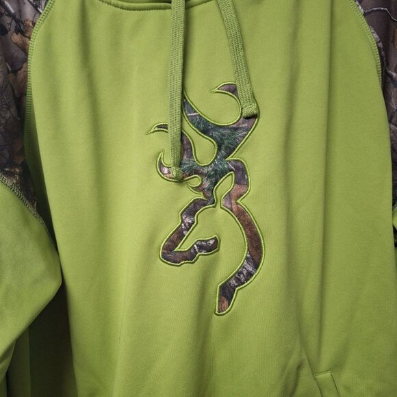 Browning Green Camouflage Hoodie Sweatshirt Bright Mens Large Hunting Yooper - Picture 3 of 8